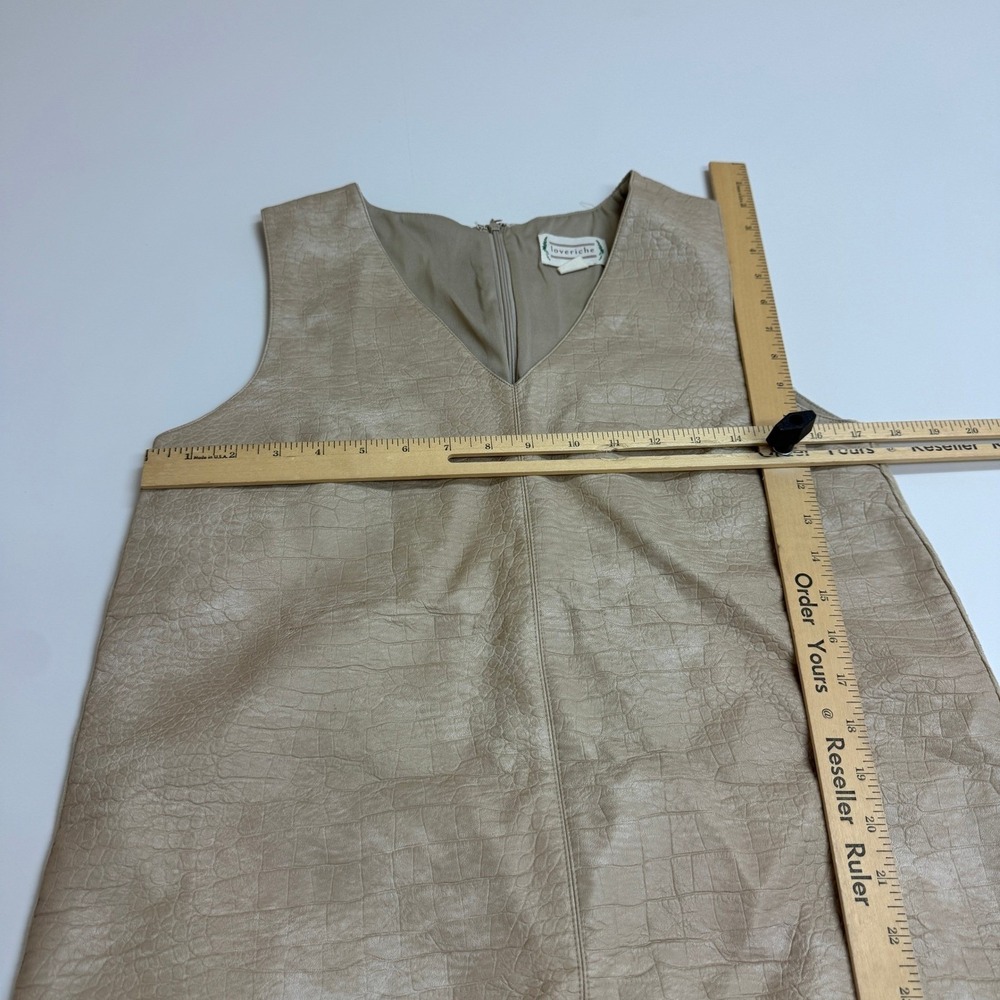 Loveriche Dress Womens Medium Tan Gold Faux Leather Mini Shift - Picture 6 of 8